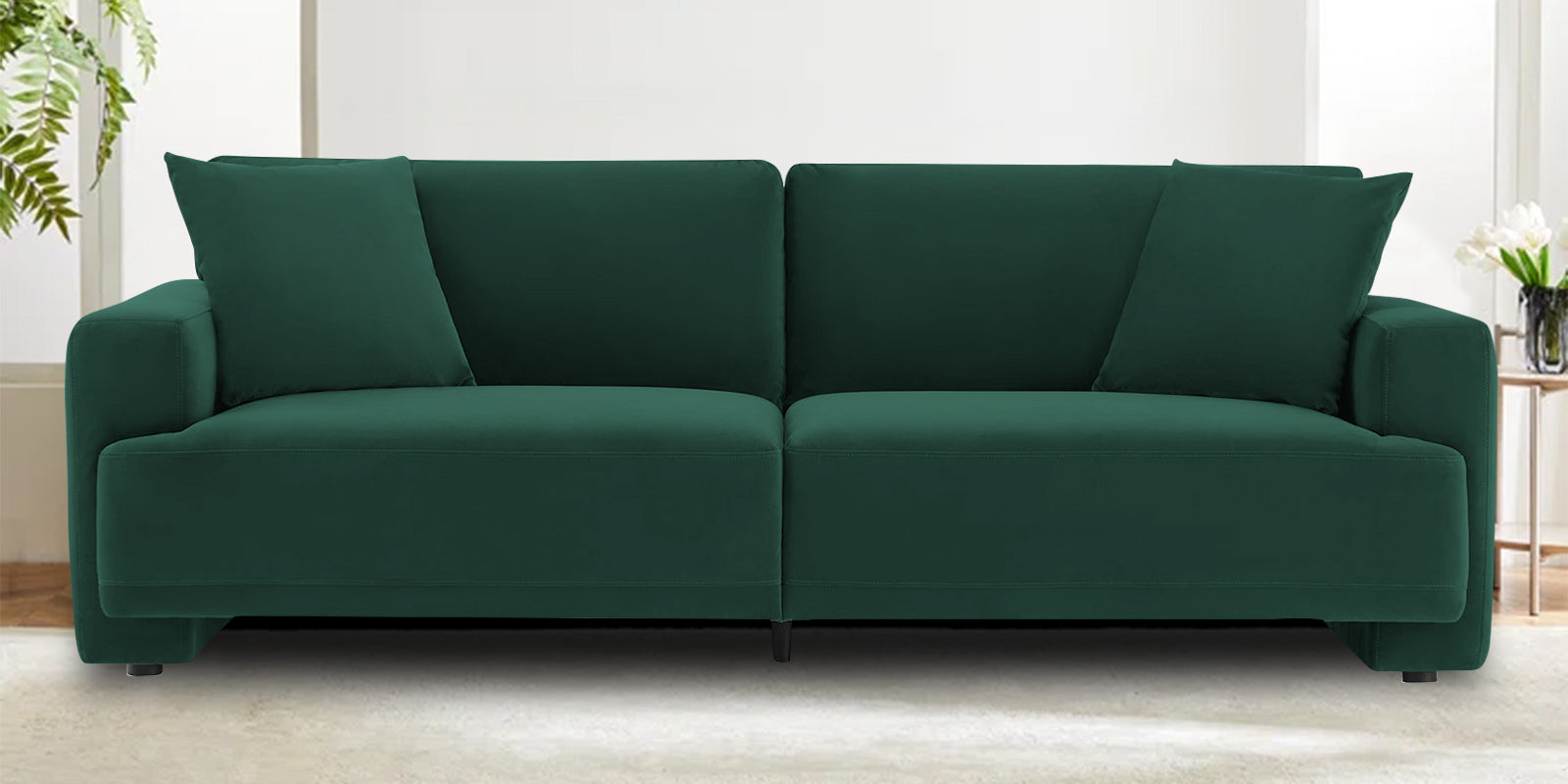 Kosta Velvet 3 Seater Sofa in Forest Green Colour