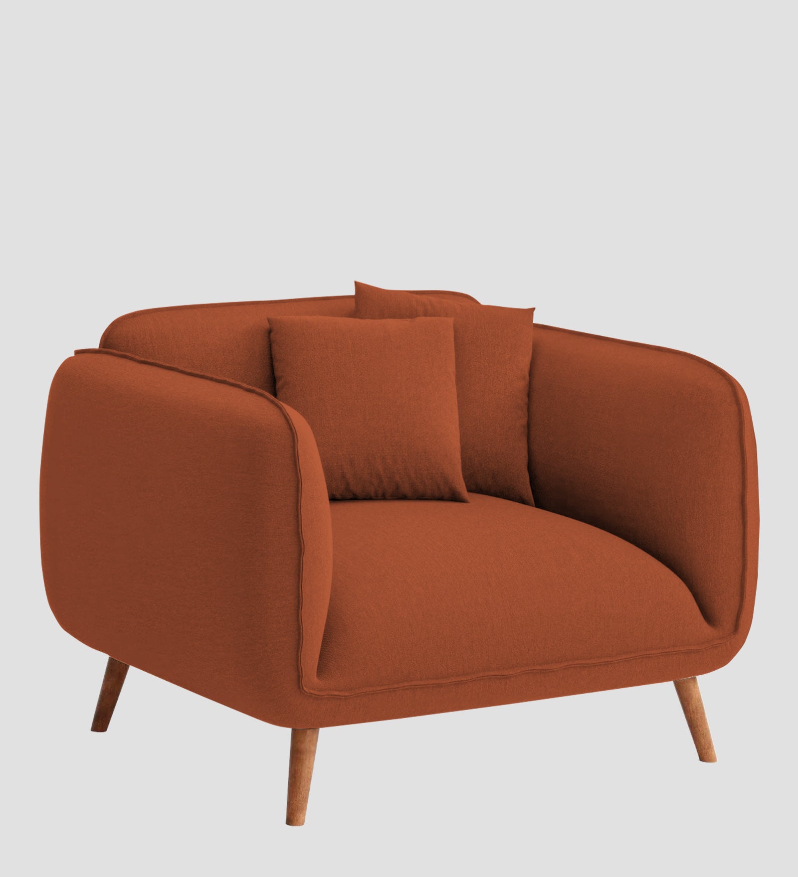 Zia Fabric 1 Seater Sofa In Royal Orange Colour