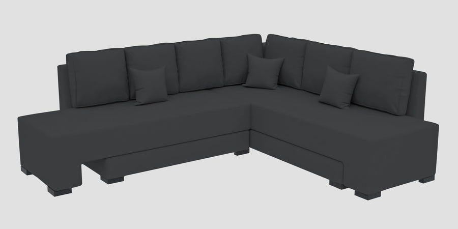 Corby Velvet Rhs 6 Seater Convertible Sofa Cum Bed In Davy Grey Colour - Febonic Living
