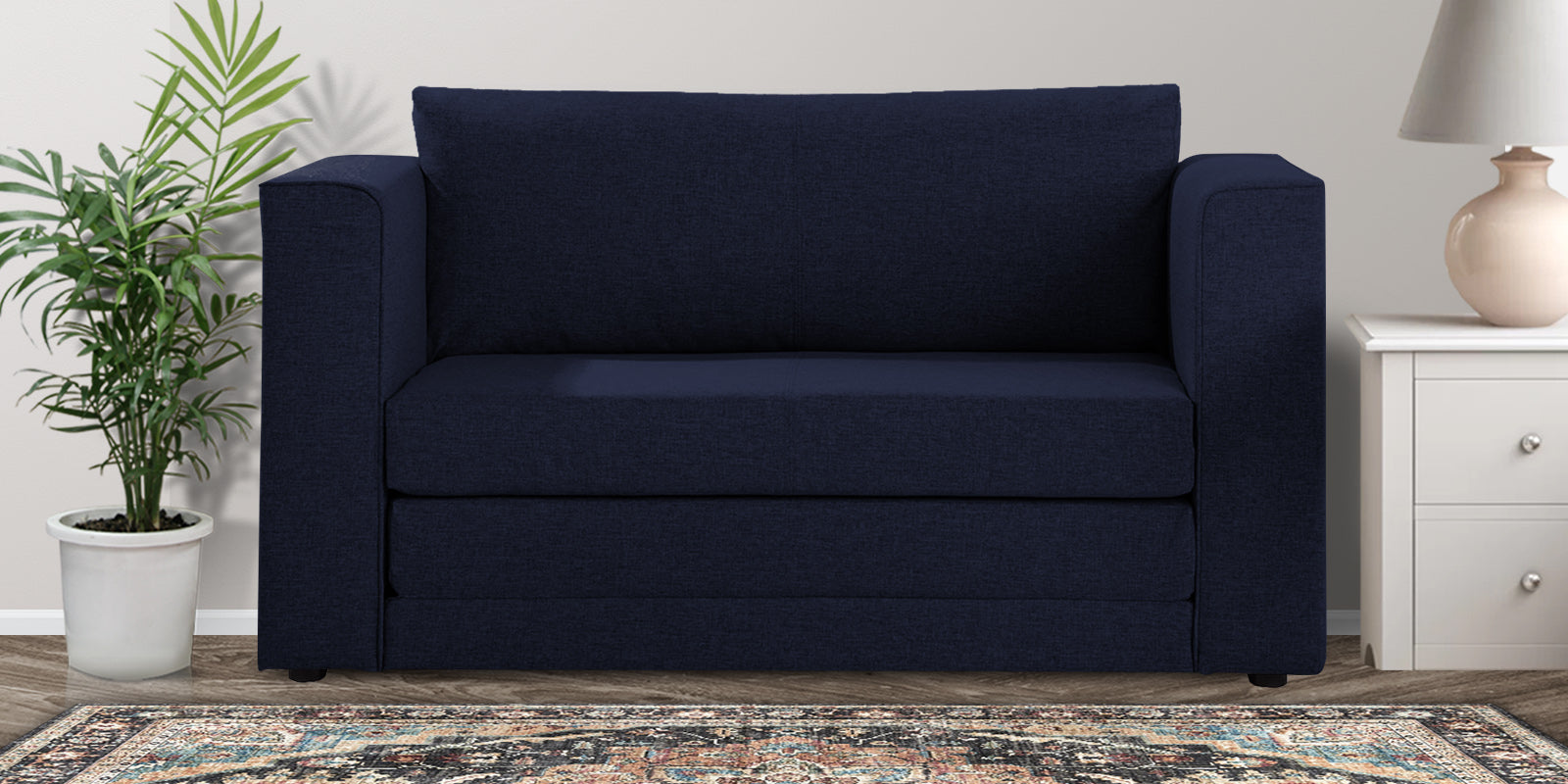 Kenia Fabric 2 Seater Convertible Sofa Cum Bed in Royal Blue Colour