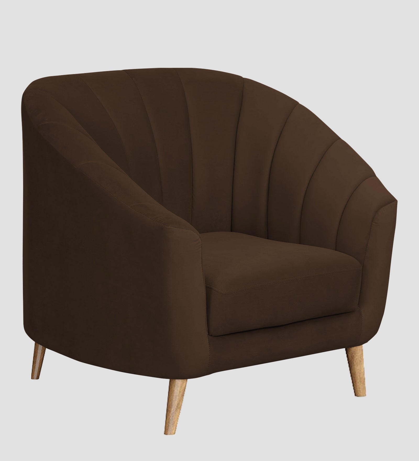 Nancy Velvet 1 Seater Sofa in Chocolate Brown Colour