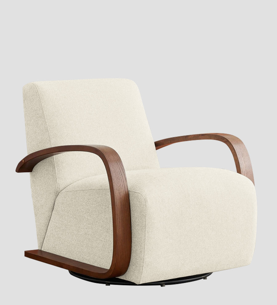 Balma Fabric Swivel Chair In Ivory Cream Colour - Febonic Living