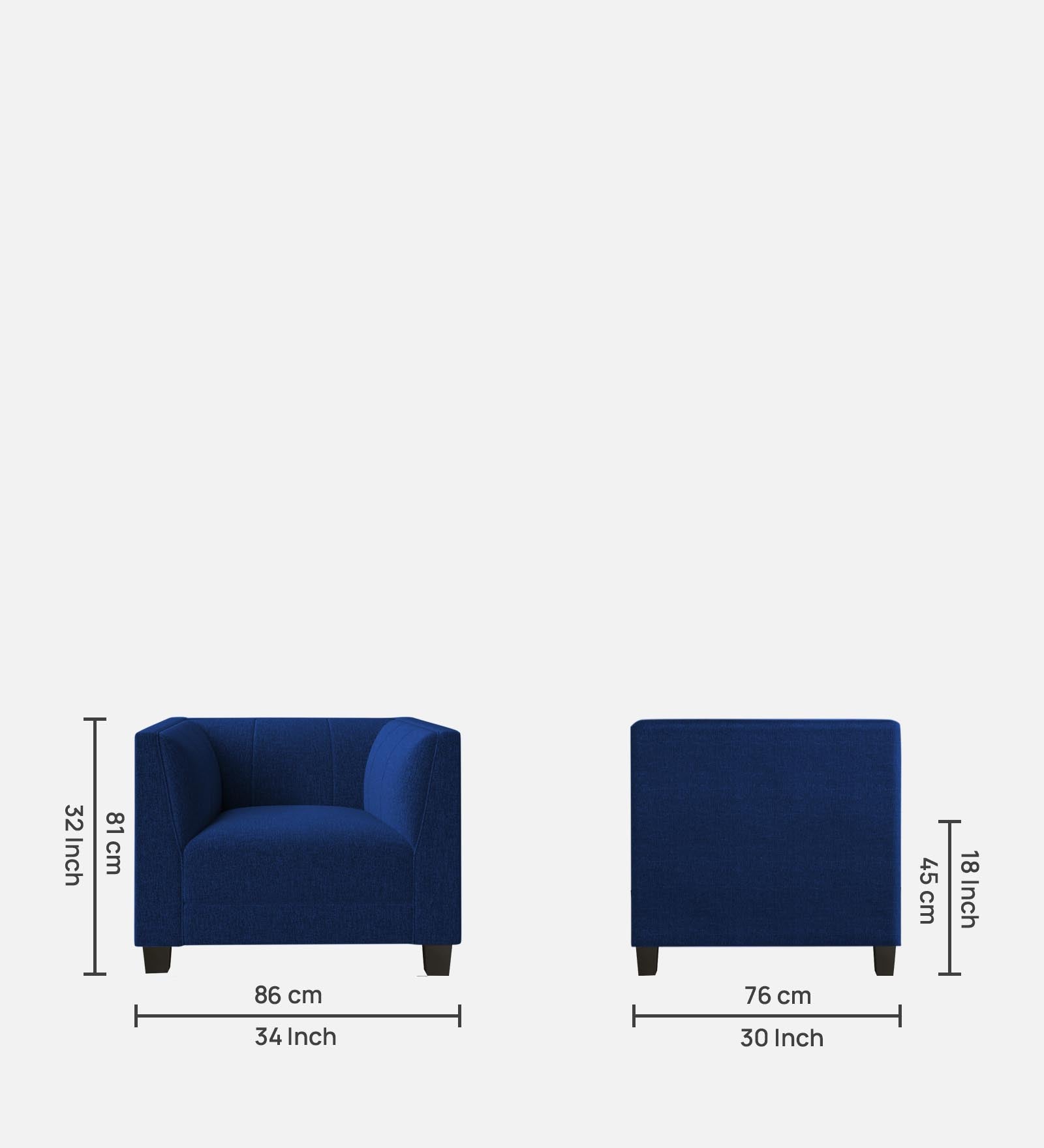 Chastin Fabric 1 Seater Sofa in Royal Blue Colour