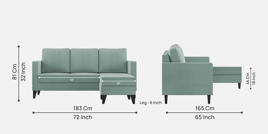 Nori Fabric Lhs Sectional Sofa 2 Lounger In Suka Blue Colour - Febonic Living