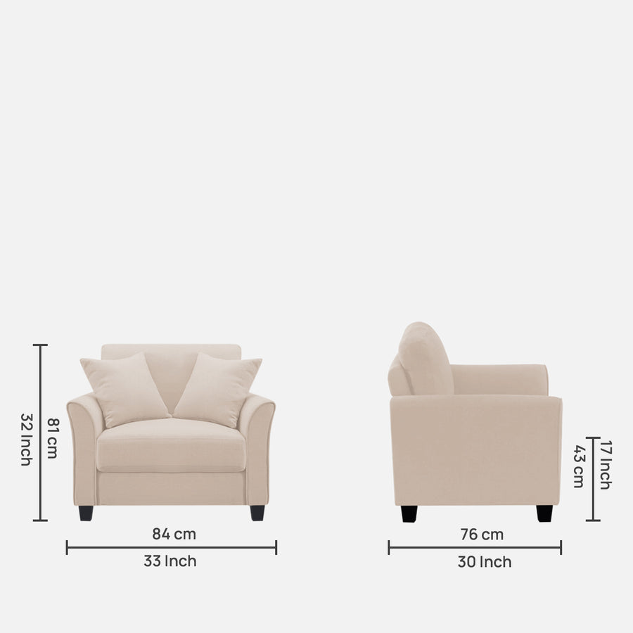 Daroo Velvet 1 Seater Sofa In Camel Beige Colour - Febonic Living