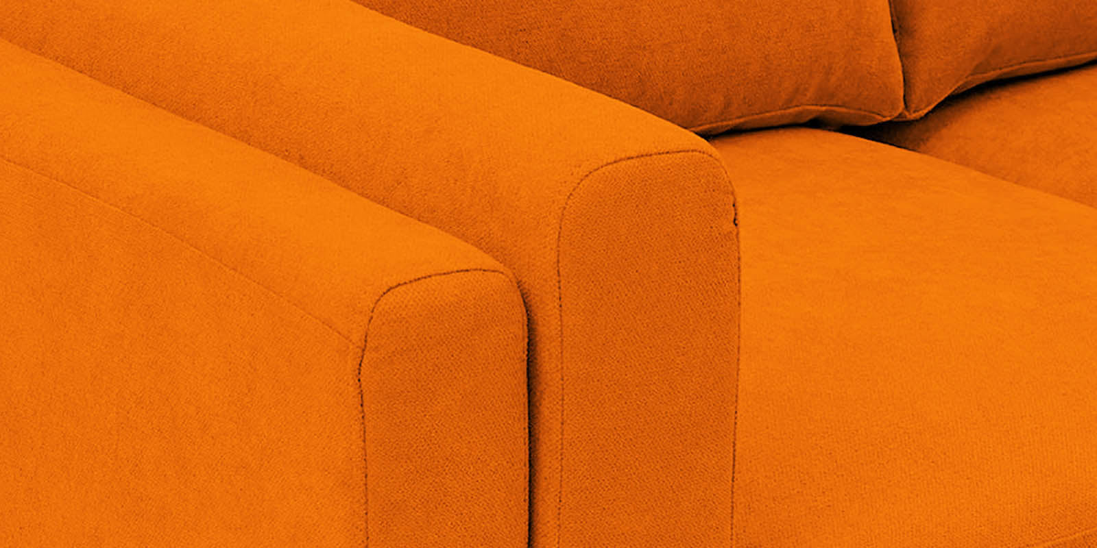 Creata Fabric RHS Sectional Sofa (3+Lounger) in Vivid Orange Colour by Febonic