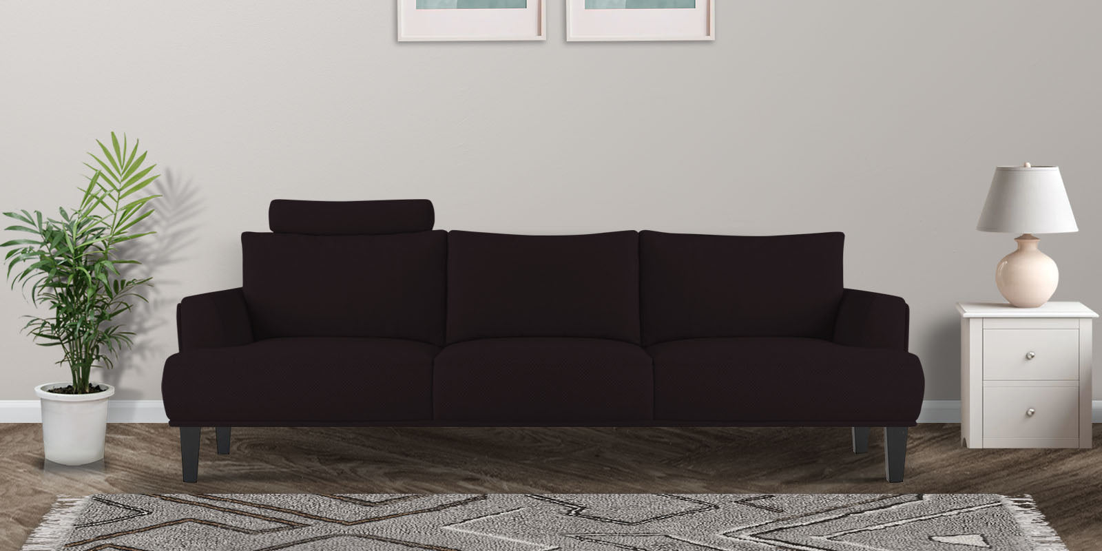 Como Fabric 3 Seater Sofa in Cara Brown Colour