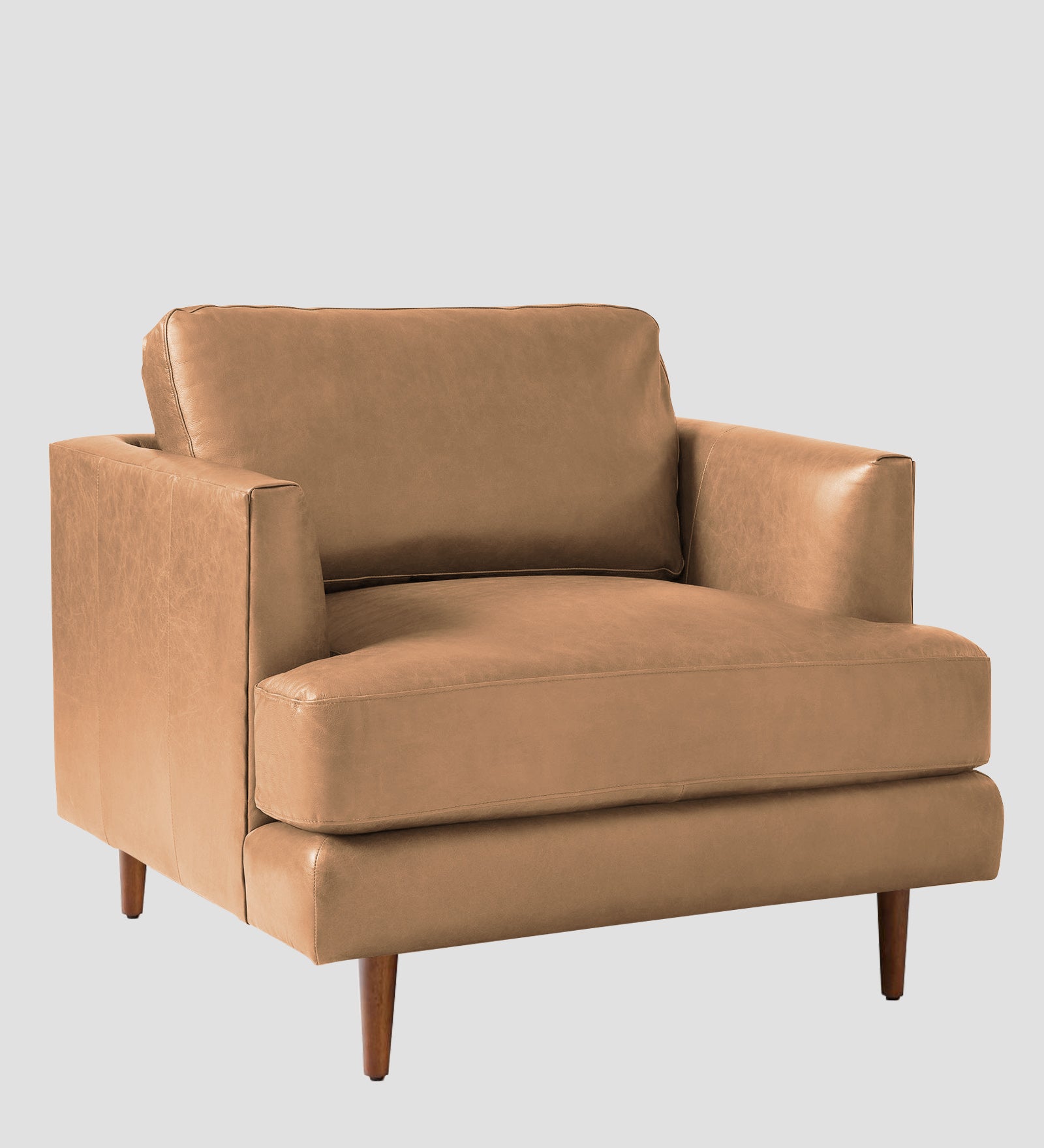Sterio Leatherette 1 Seater Sofa In  Sepia Beige Colour - Febonic Living