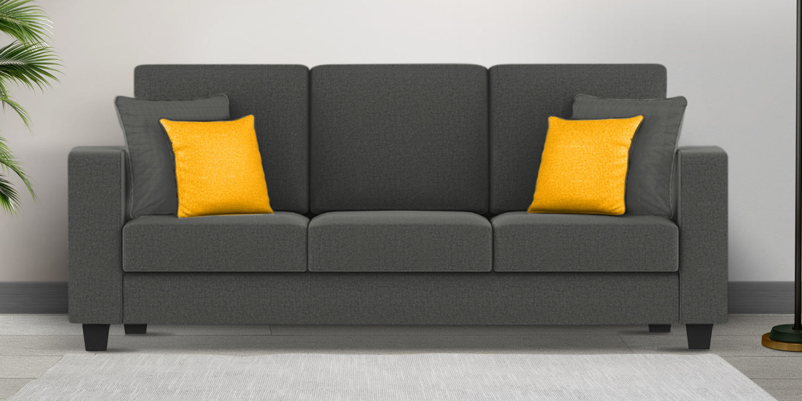 Nabi Fabric 3 Seater Sofa In Charcoal Grey Colour