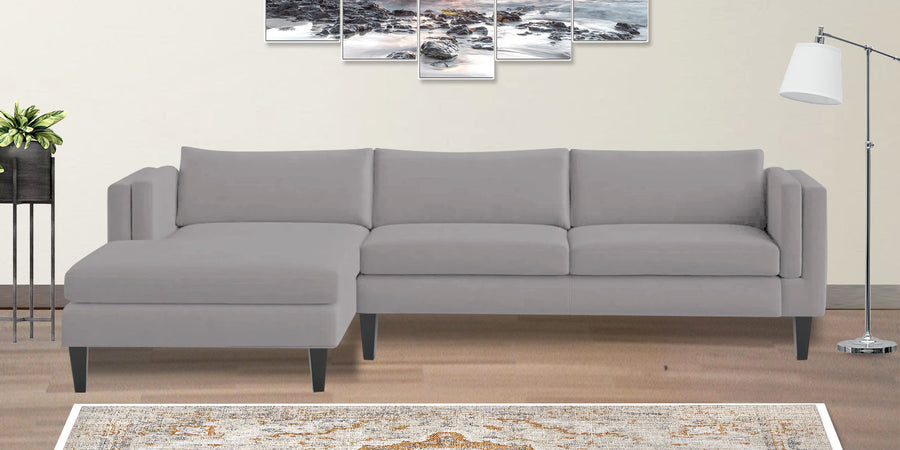 Jasper Velvet Rhs Sectional Sofa 3 Lounger In Concrete Grey Colour - Febonic Living