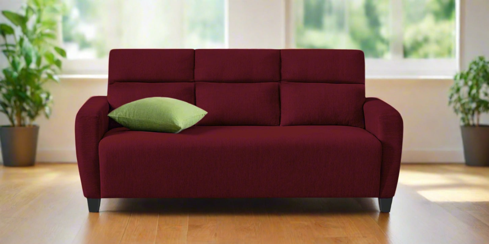 Bakadi Fabric 3 Seater Sofa in Blood Maroon Colour