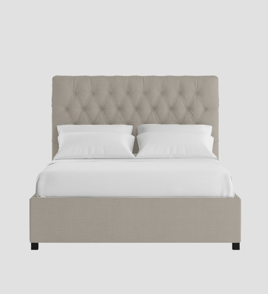 Isko Fabric Upholstered King Size Bed In Ash Grey Colour With Box Storage - Febonic Living