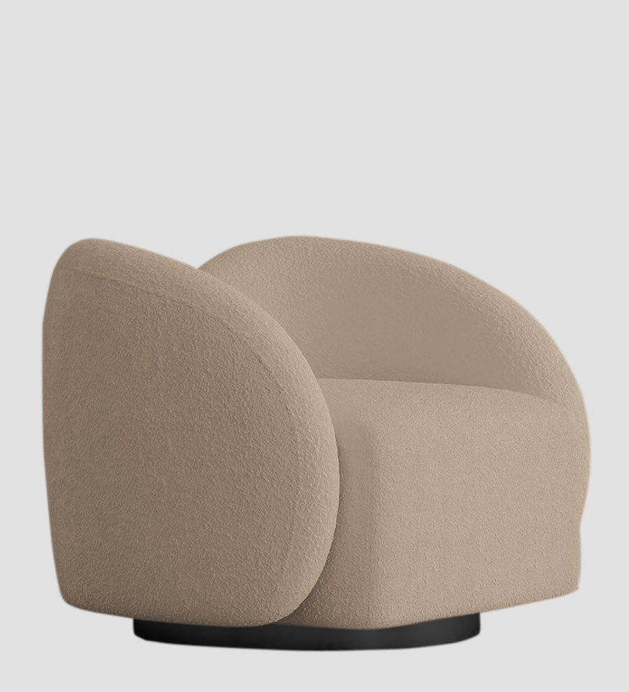 Miles Boucle Fabric Swivel Chair In Mushroom Beige Colour - Febonic Living