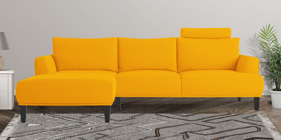 Como Fabric Rhs Sectional Sofa 3 Lounger In Bold Yellow Colour - Febonic Living