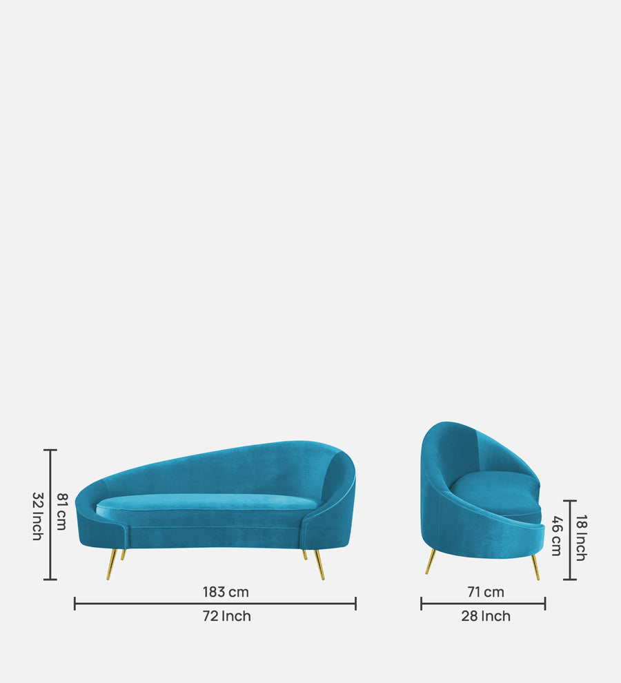 Cely Velvet Lhs Chaise Lounger In Aqua Blue Colour - Febonic Living