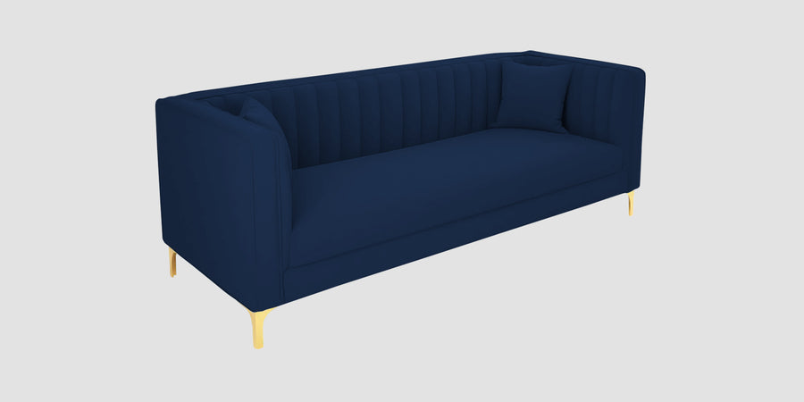 Saban Velvet 3 Seater Sofa In Imperial Blue Colour - Febonic Living