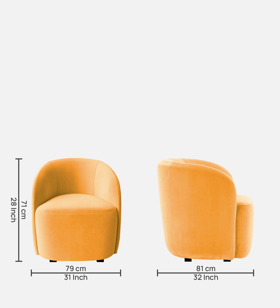 Lucky Velvet Lounge Chair In Safforn Yellow Colour - Febonic Living
