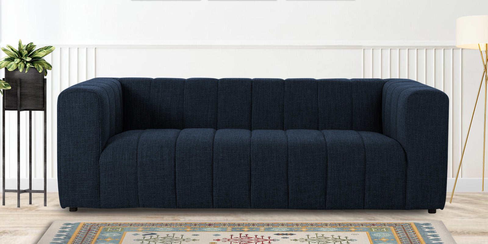 Lara Fabric 3 Seater Sofa in Denim Blue Colour