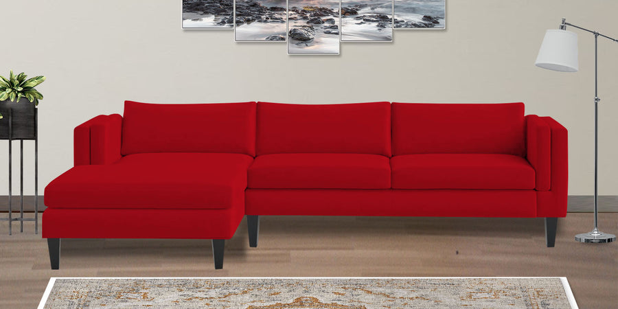 Jasper Velvet Rhs Sectional Sofa 3 Lounger In Berry Maroon Colour - Febonic Living