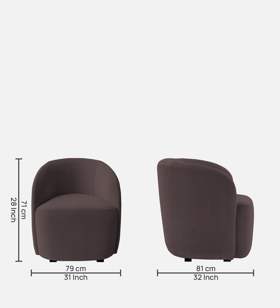 Lucky Velvet Lounge Chair In Mocha Brown Colour - Febonic Living
