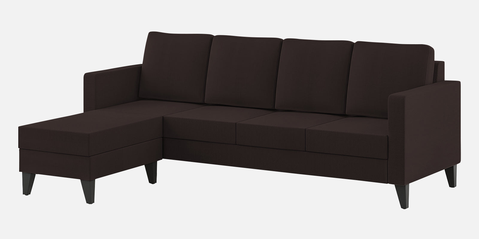 Nori Fabric RHS Sectional Sofa (3 + Lounger) In Dark Brown Colour