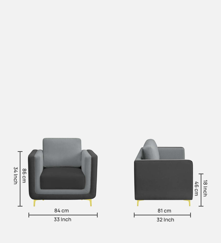 Visky Velvet 1 Seater Sofa In Pearl Grey And Hory Grey Colour - Febonic Living