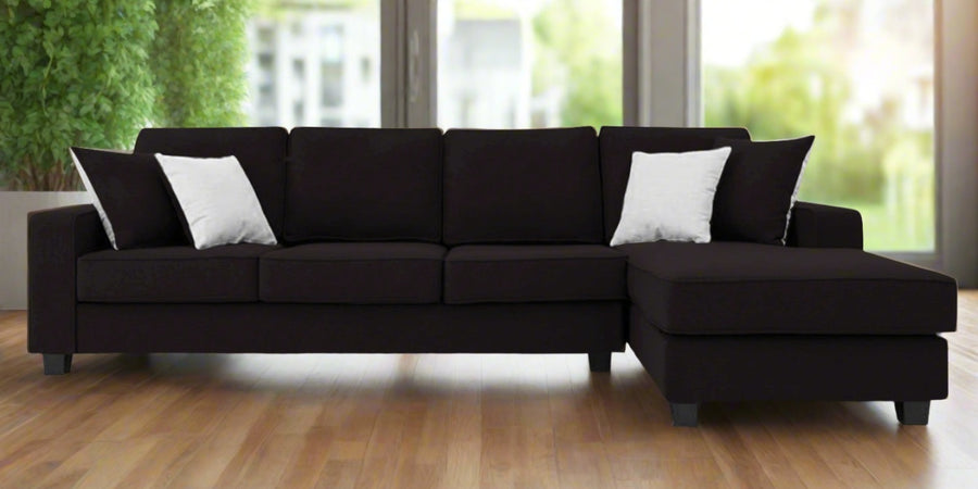 Ladybug Fabric Lhs Sectional Sofa 3 Lounger In Cara Brown Colour - Febonic Living