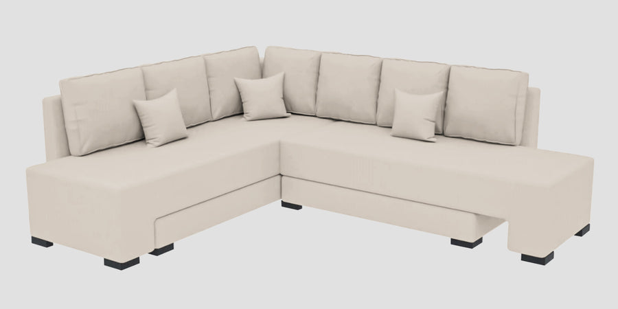 Corby Velvet Lhs 6 Seater Convertible Sofa Cum Bed In Camel Beige Colour - Febonic Living