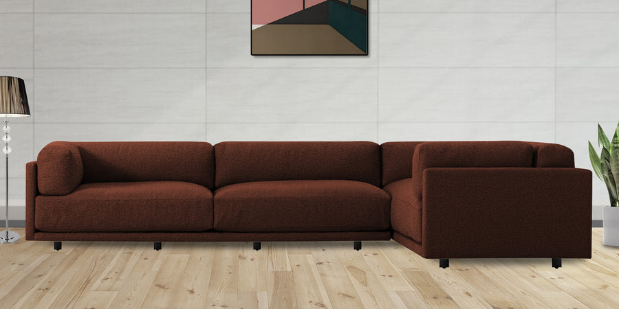 Nixon Fabric 6 Seater Lhs Corner Sofa In Coffee Brown Colour - Febonic Living