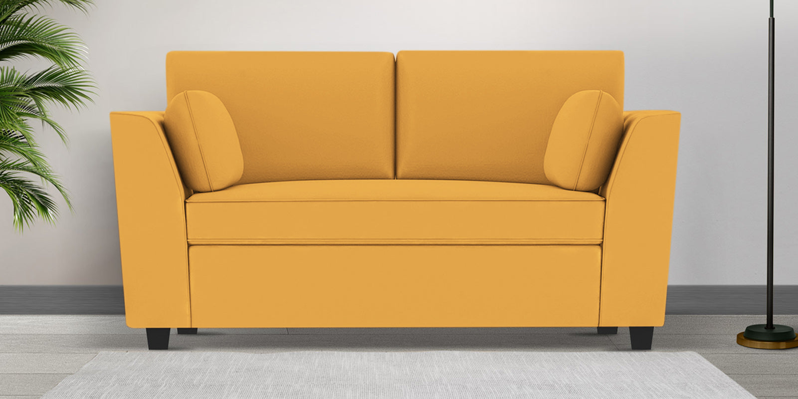 Bristo Velvet 2 Seater Sofa in Turmeric yellow Colour With Storage