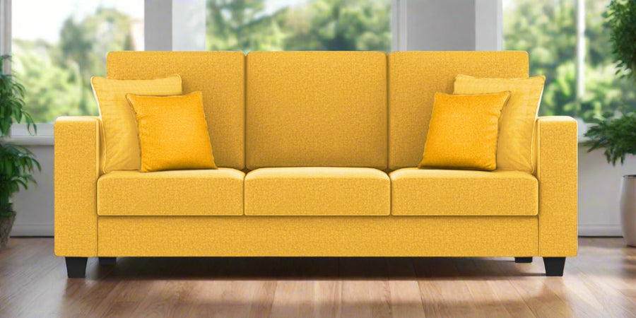 Nabi Fabric 3 Seater Sofa In Bold Yellow Colour - Febonic Living