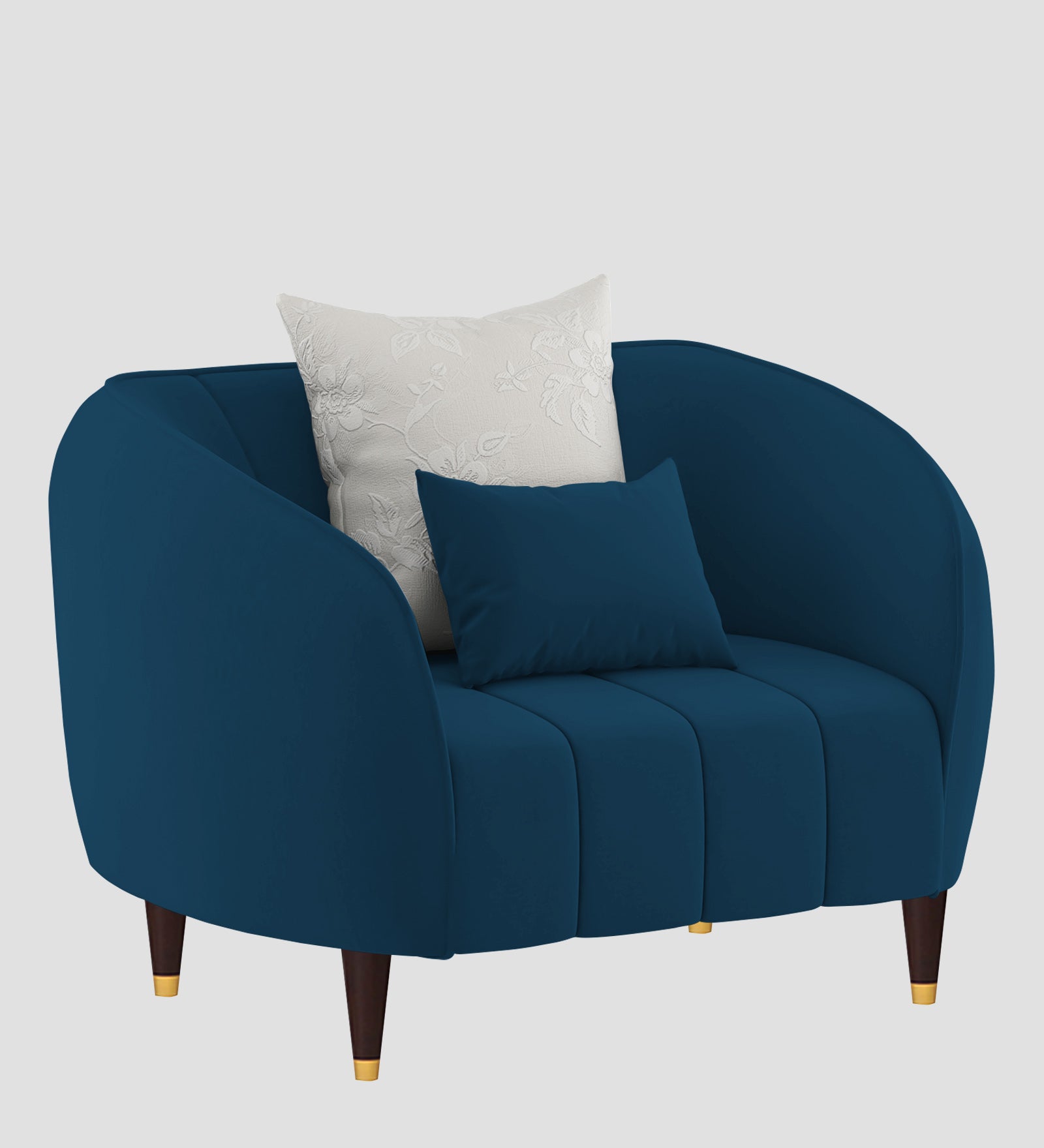 Hairo Velvet 1 Seater Sofa In  Azure Blue Colour - Febonic Living