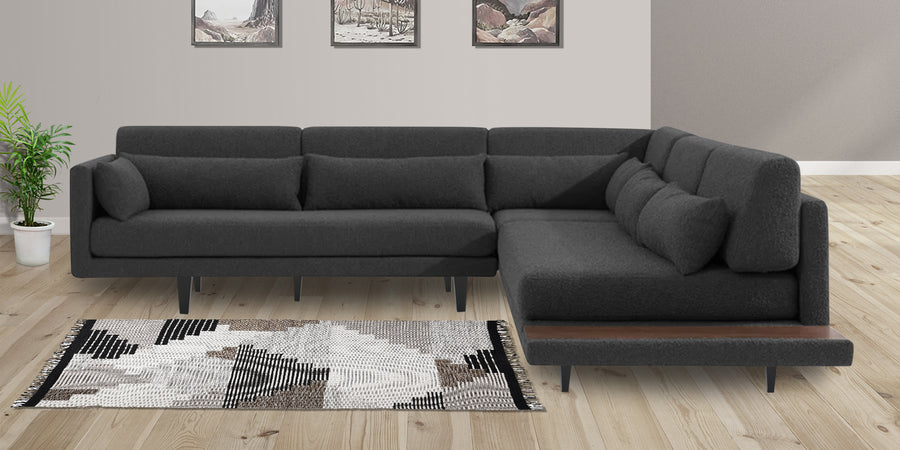 Malta Fabric 6 Seater Lhs Corner Sofa In Charcoal Grey Colour - Febonic Living