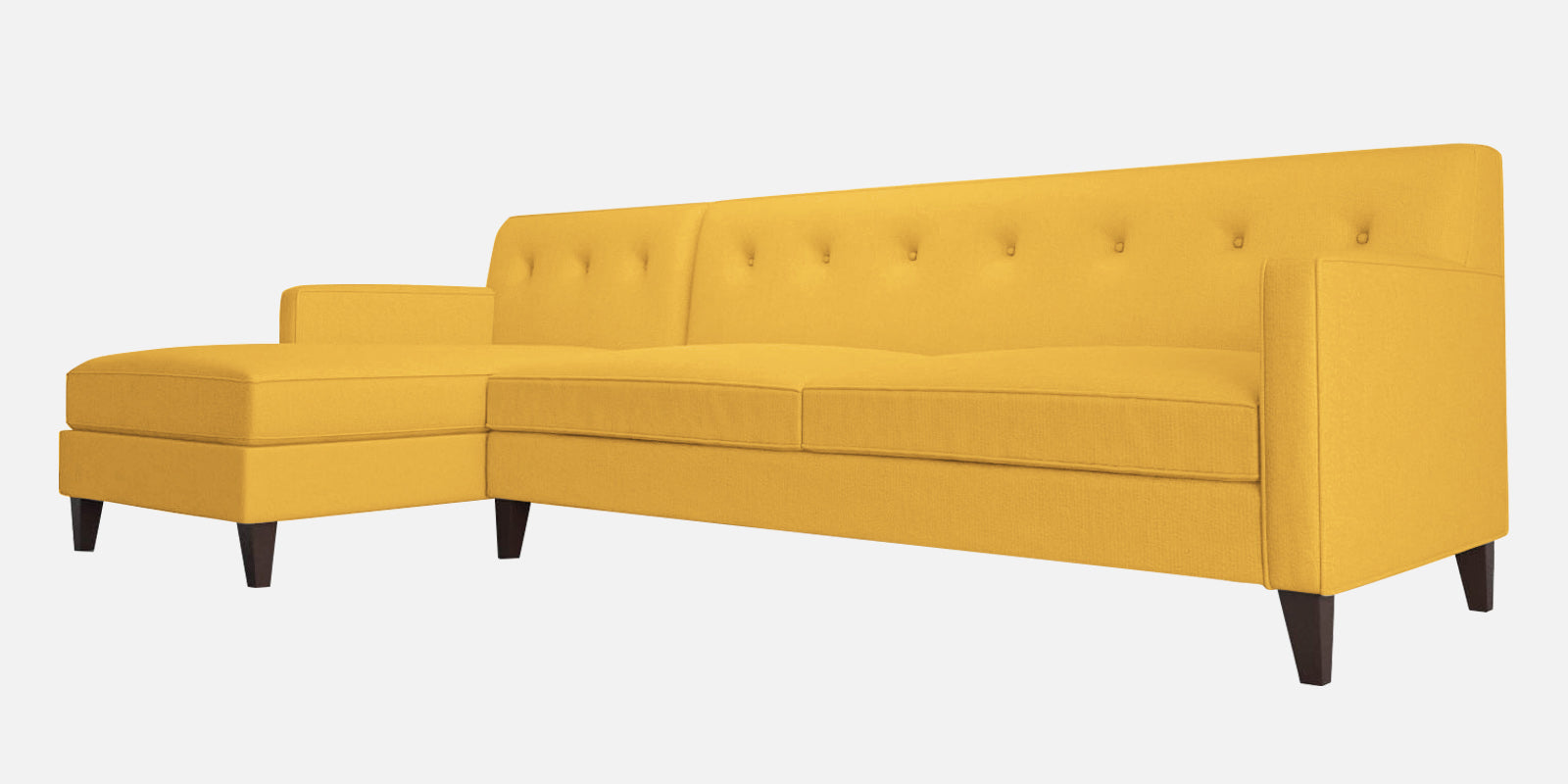 Miller Fabric RHS Sectional Sofa (3+Lounger) in Bold Yellow Colour