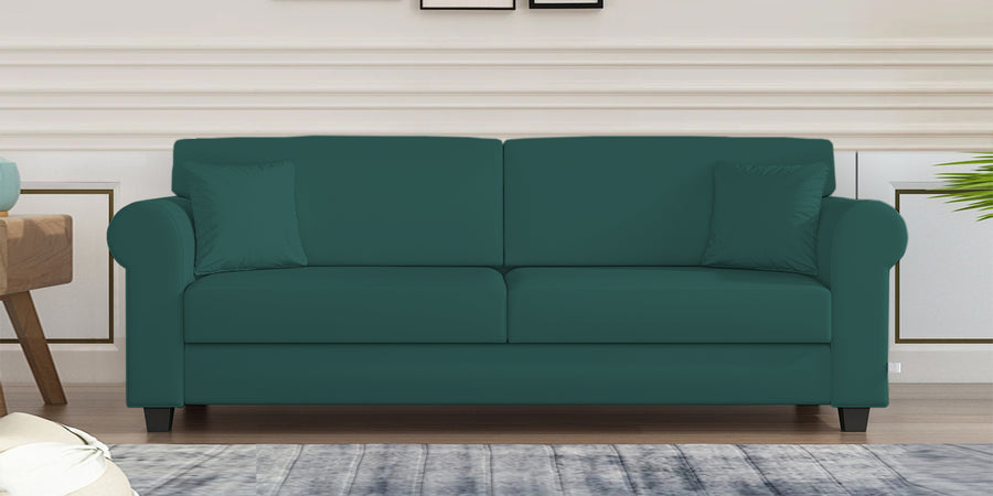 Numonk Velvet 3 Seater Sofa In Pine Green Colour - Febonic Living