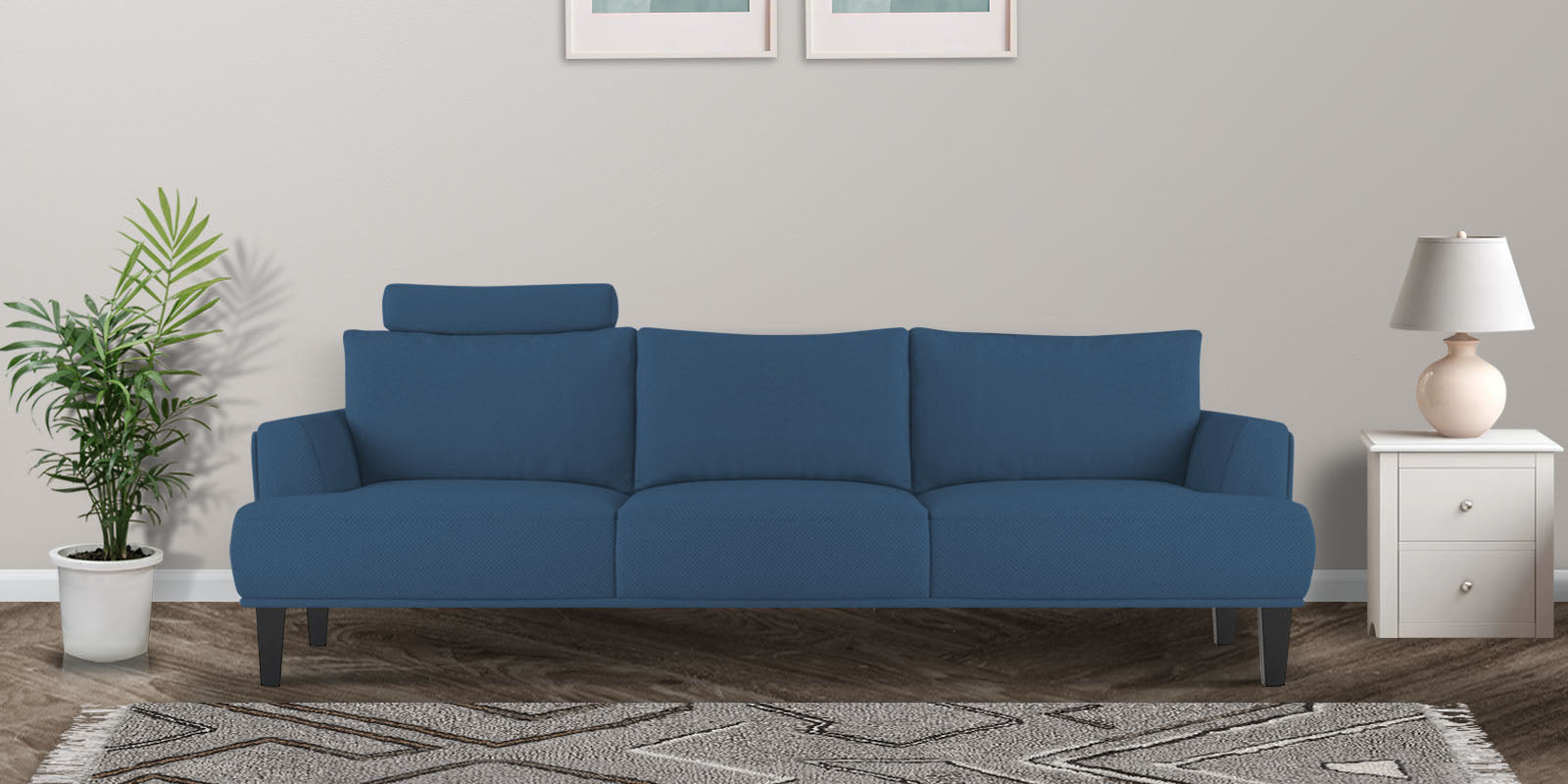 Como Fabric 3 Seater Sofa in Light Blue Colour