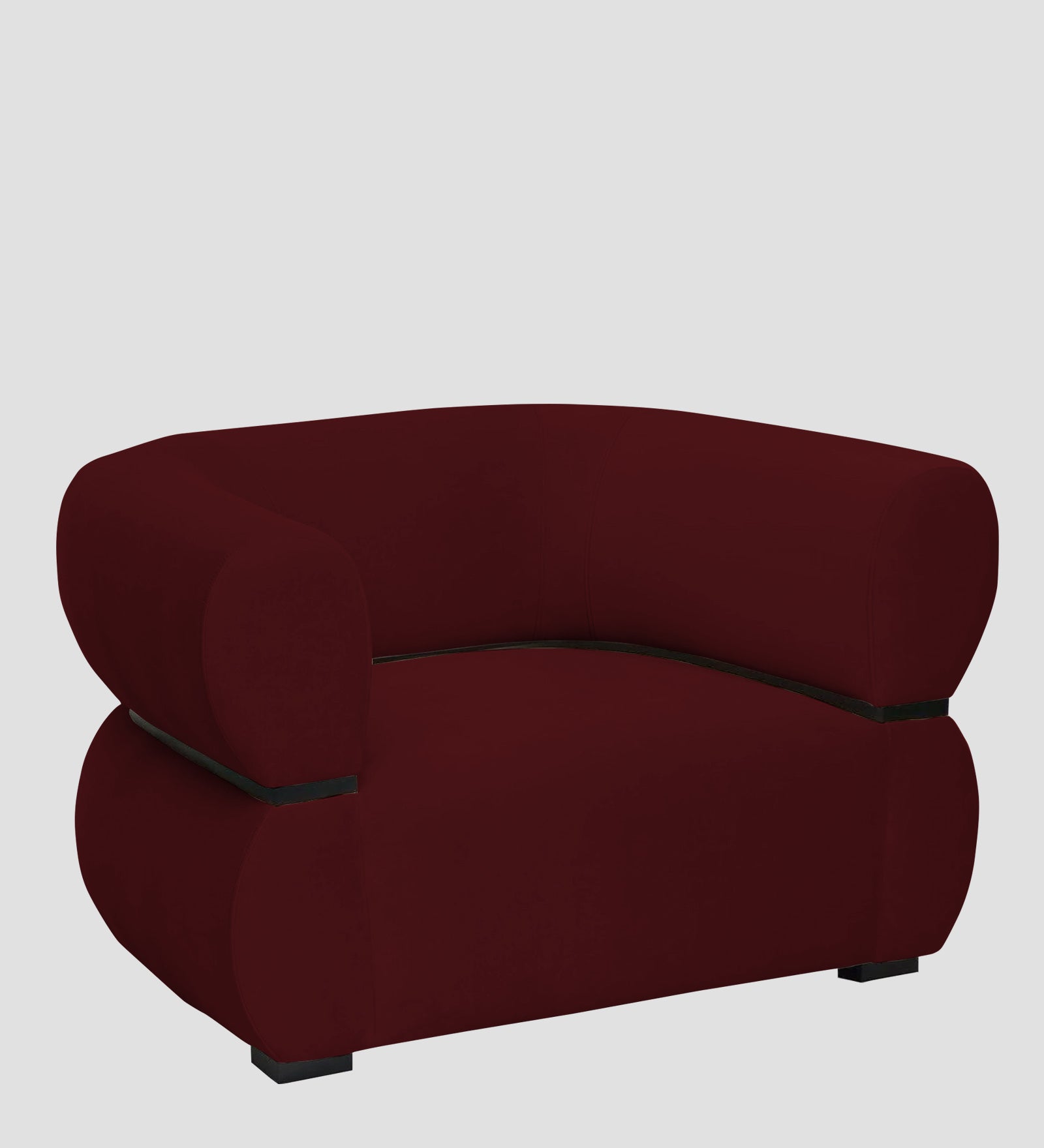 Kula Velvet 1 Seater Sofa In Dark Maroon Colour