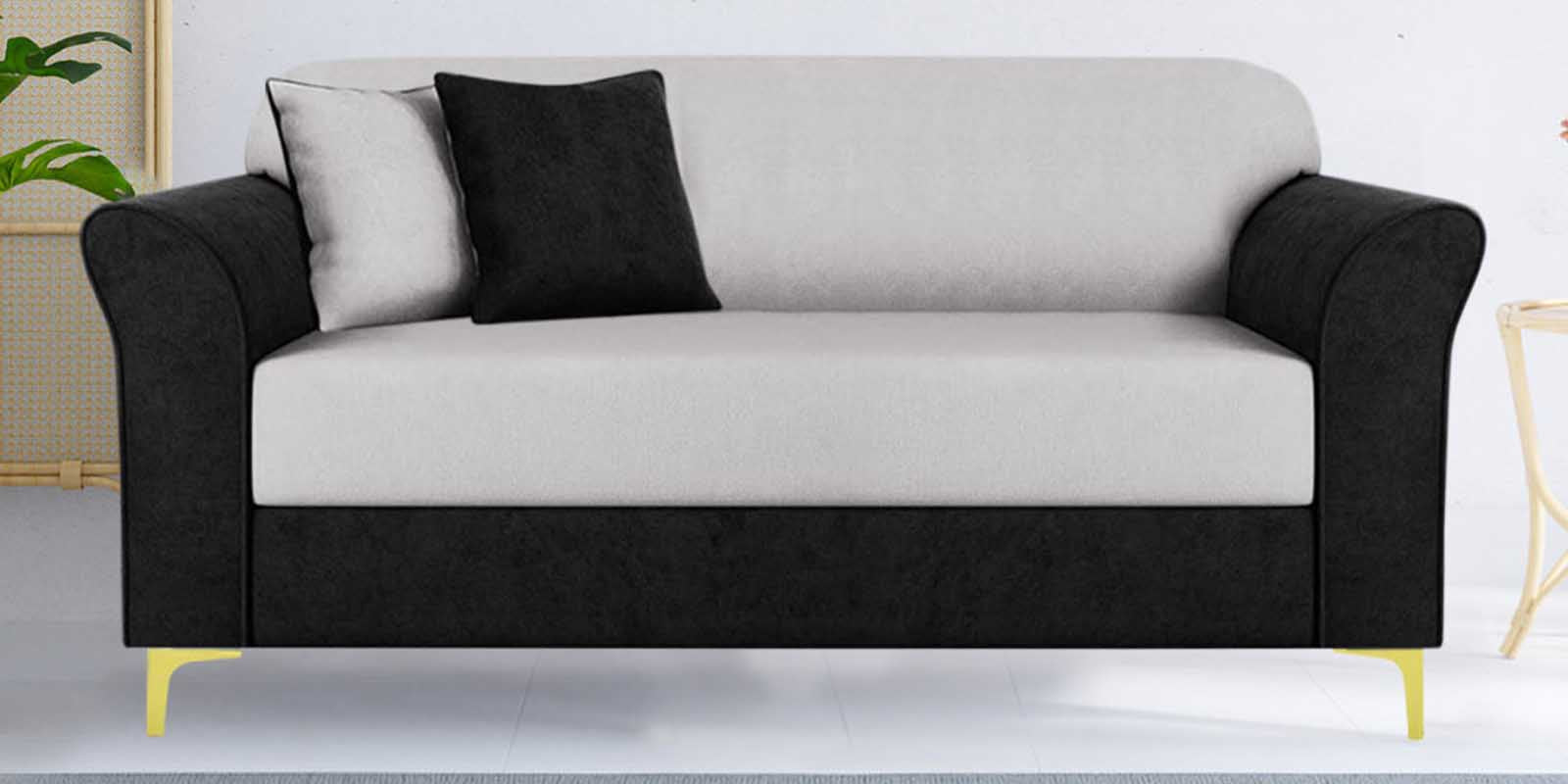 Jordan Velvet 2 Seater Sofa in Adam Black _ Concreate Grey Colour