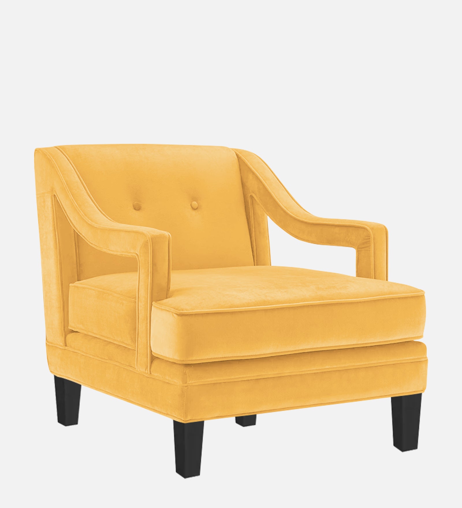 Daffy Velvet 1 Seater Sofa In Turmeric Yellow Colour