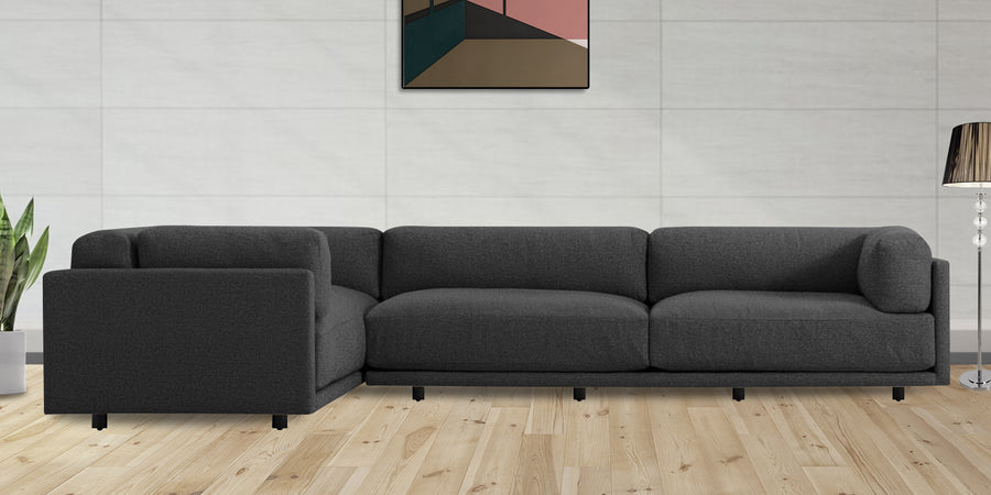 Nixon Fabric 6 Seater Rhs Corner Sofa In Charcoal Grey Colour - Febonic Living