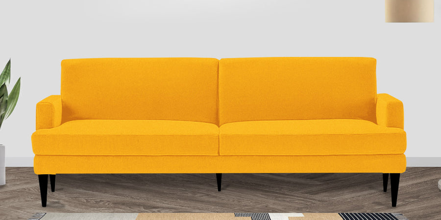 Zoya Fabric 3 Seater Convertible Sofa Cum Bed In Bold Yellow Colour - Febonic Living