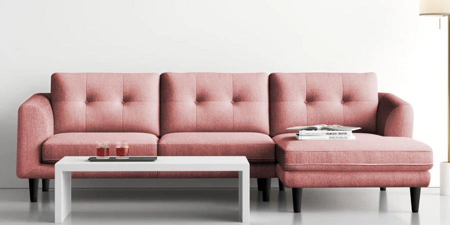 Natasha Velvet Lhs Sectional Sofa 3 Lounger In Millennial Pink Colour - Febonic Living