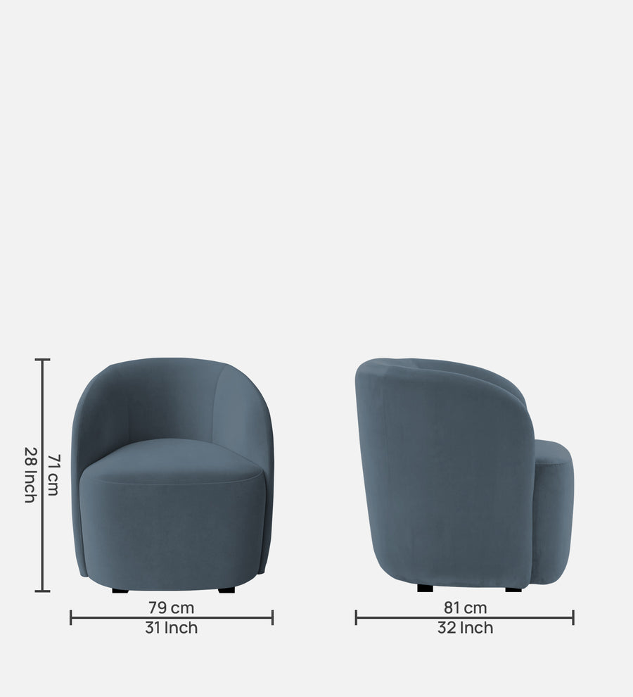 Lucky Velvet Lounge Chair In Oxford Blue Colour - Febonic Living