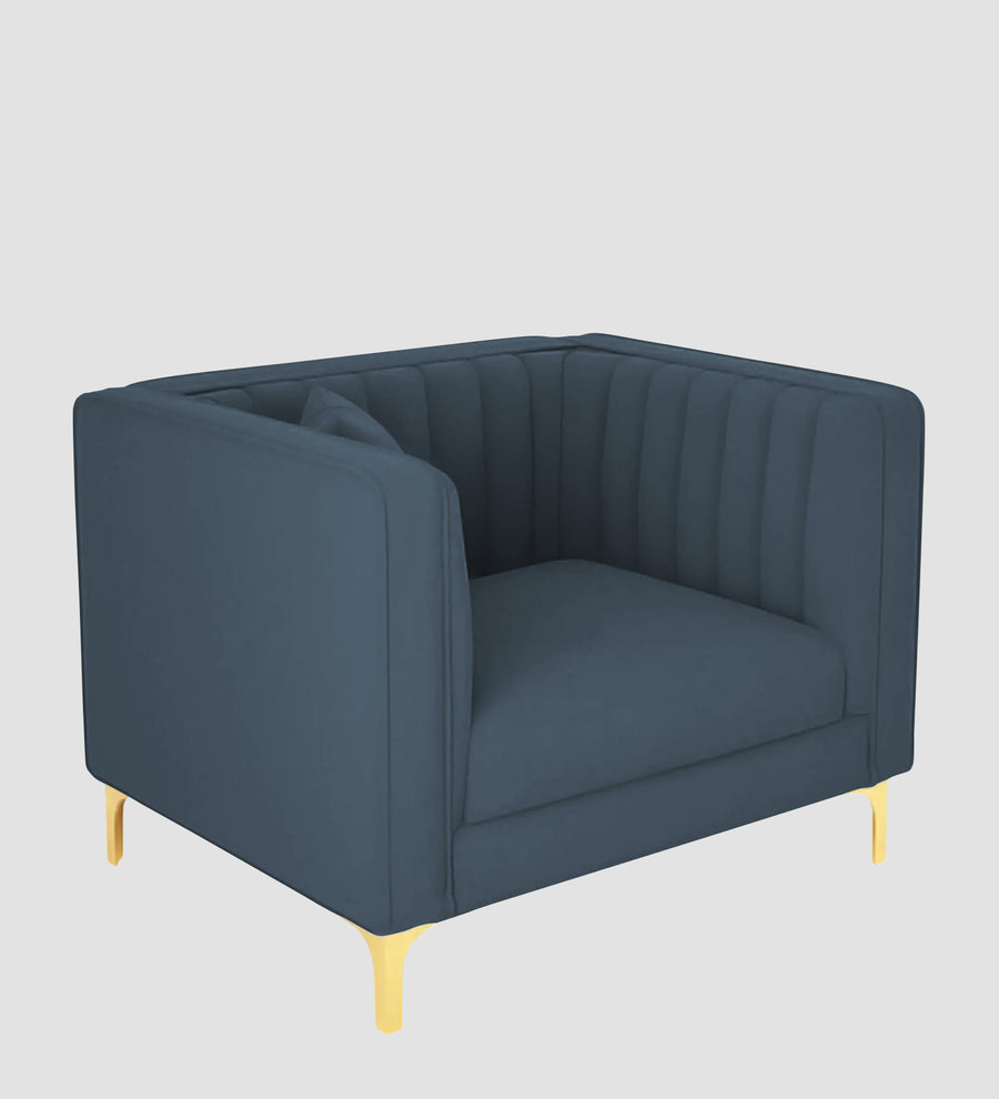 Saban Velvet 1 Seater Sofa In Oxford Blue Colour - Febonic Living