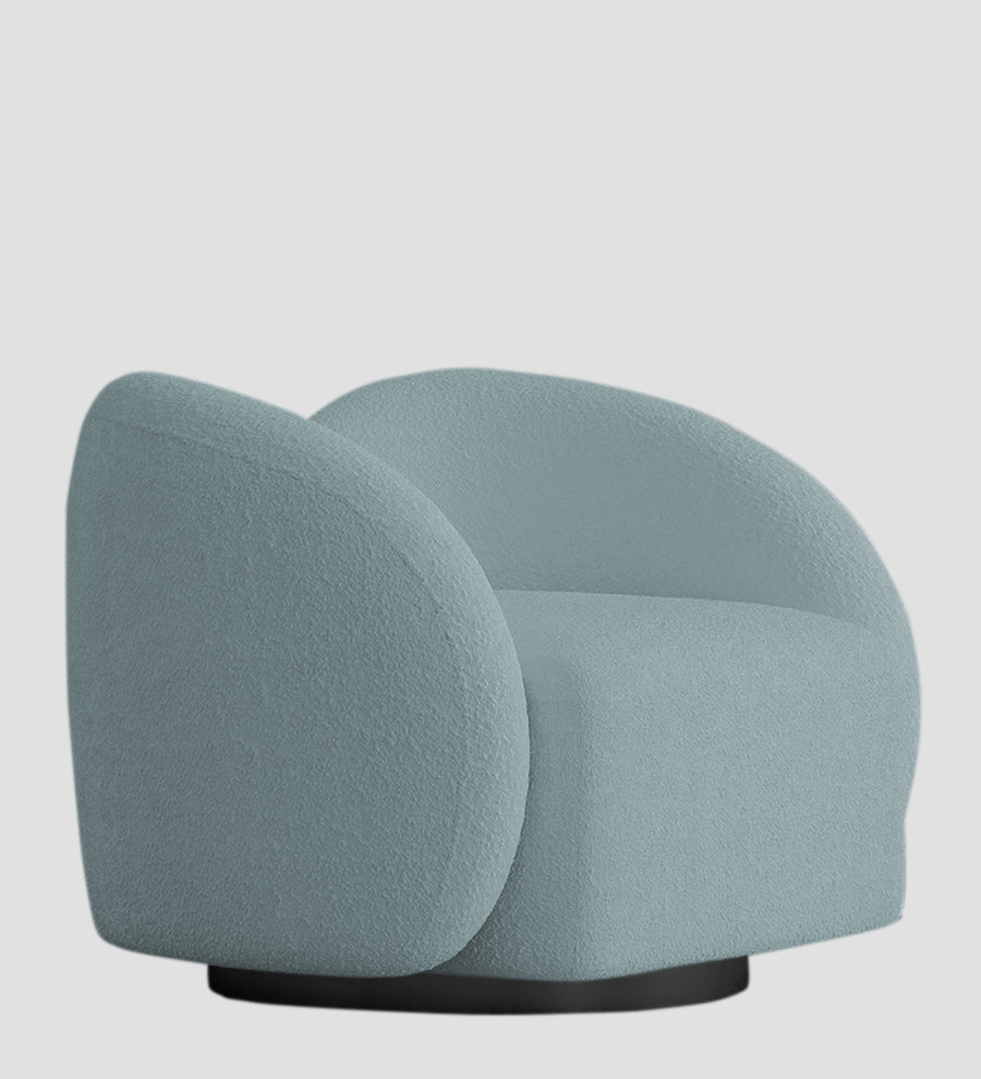 Miles Boucle Fabric Swivel Chair In Stormy Blue Colour - Febonic Living