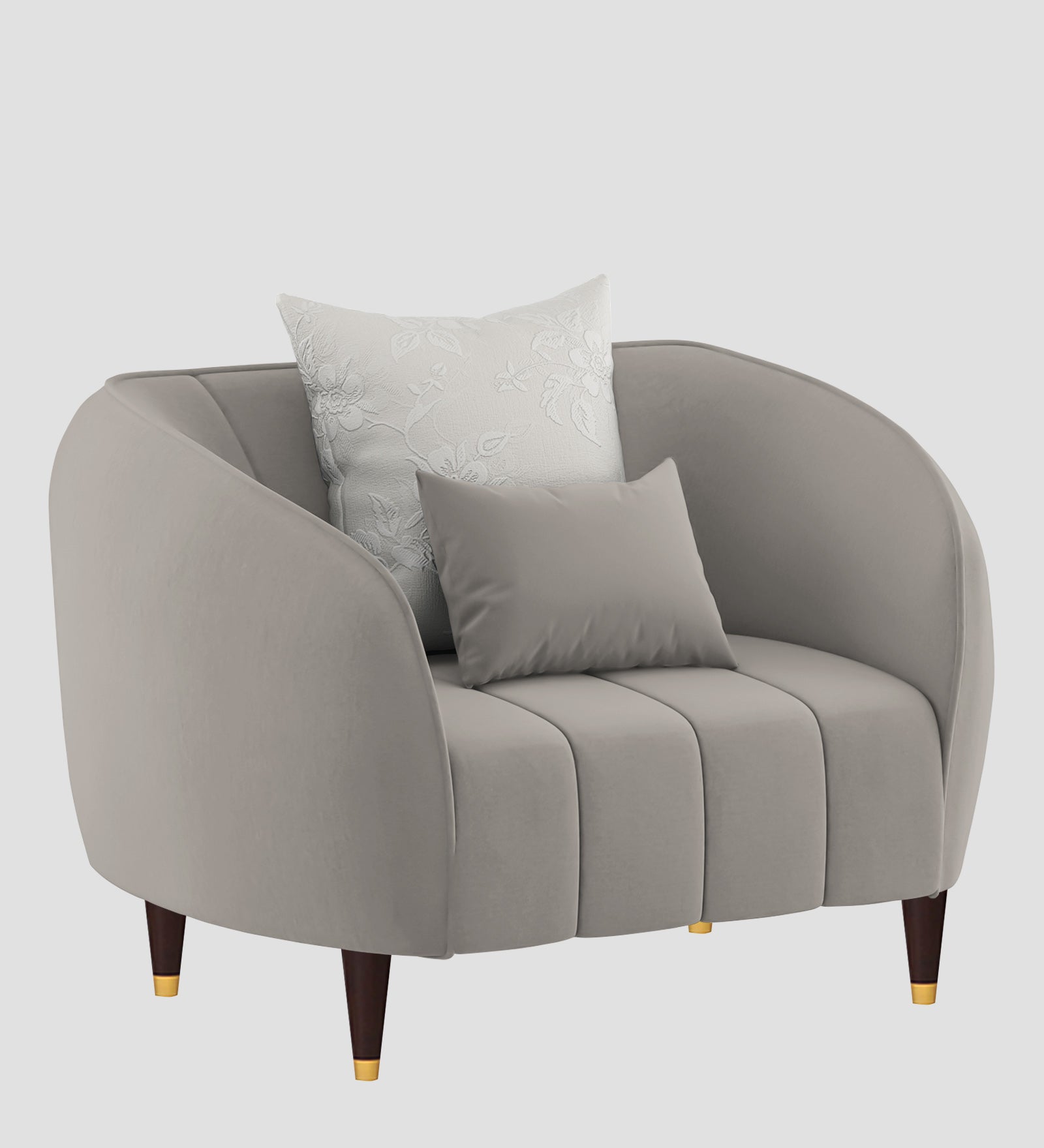 Hairo Velvet 1 Seater Sofa In  Echo Grey Colour - Febonic Living