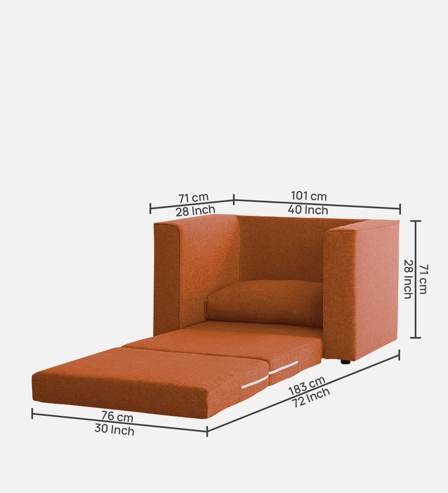 Kenia Fabric 1 Seater Foldable Sofa Cum Bed In Vivid Orange Colour - Febonic Living
