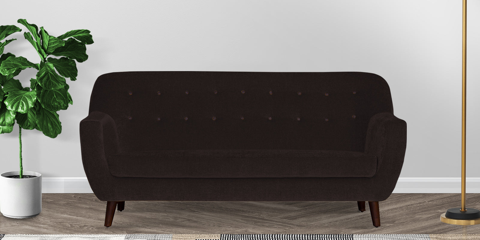 German Fabric 3 Seater Sofa in Dark Brown Colour