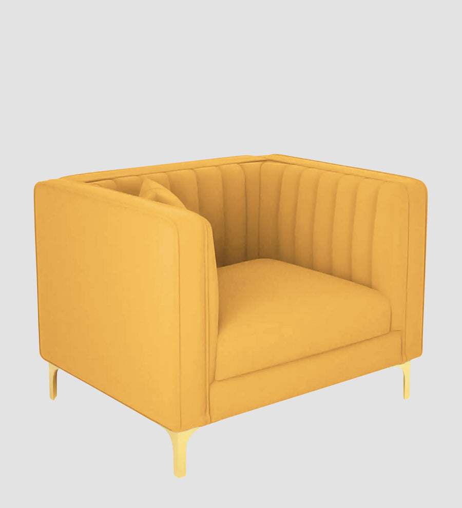 Saban Velvet 1 Seater Sofa In Turmeric Yellow Colour - Febonic Living