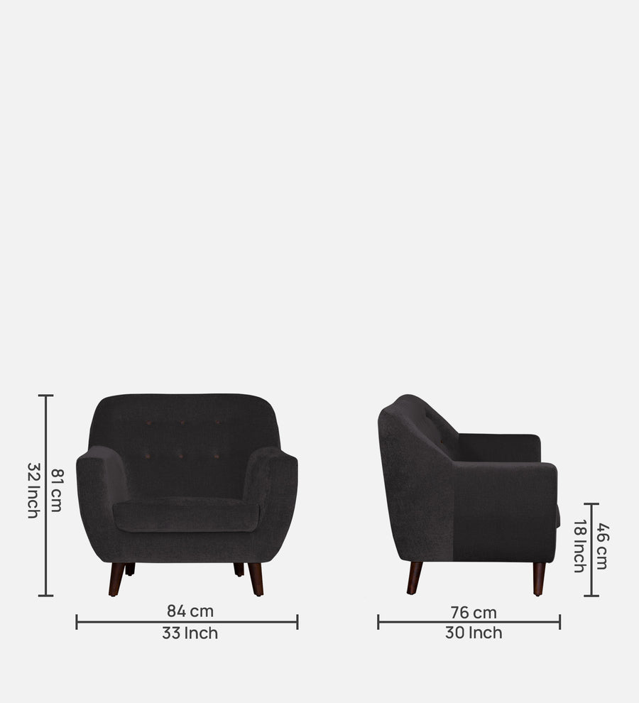 German Fabric 1 Seater Sofa In Maba Grey Colour - Febonic Living